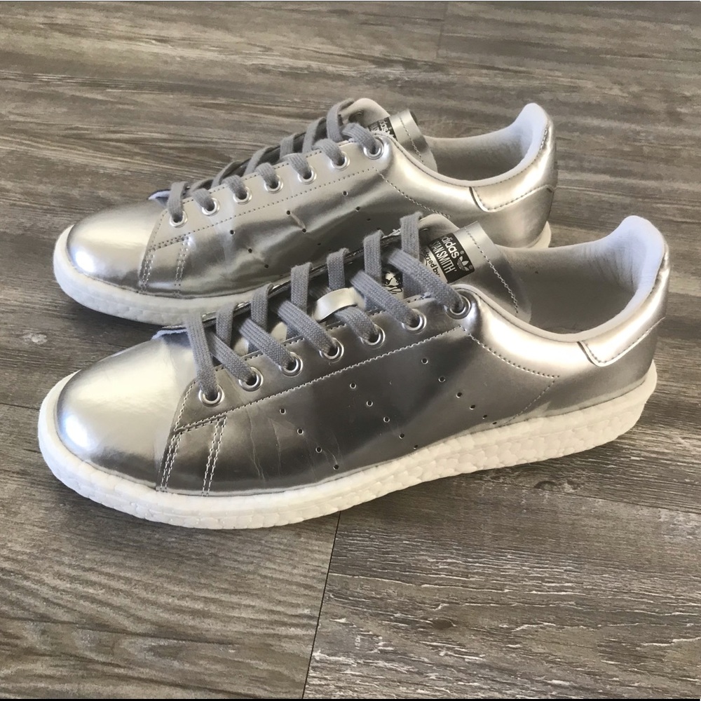 Adidas Stan Smith Boost Metallic Silver Sz 10M/11W